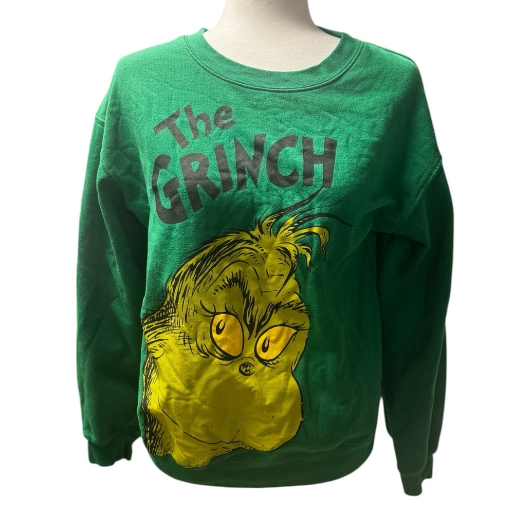 Grinch Sweatshirt Juniors 7-9 Womens Small Green unisex holiday retro Seuss Xmas